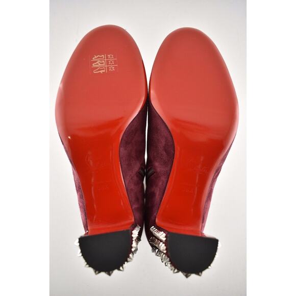 Christian Louboutin Suzi Folk 85 Prunus Red Suede Spike Ankle Heel Bootie 36.5 - Picture 12 of 12